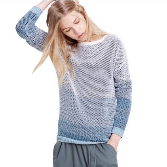 Vince Women's Ombre Long Sleeve Crewneck Sweater - Ultra Lightweight, Soft Knit, Dip Dye Style